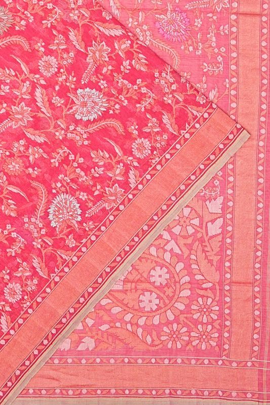 Banarasi Cotton Jamdani Pink Saree