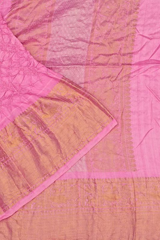 Kanchipuram Silk Bandhani Baby Pink Saree