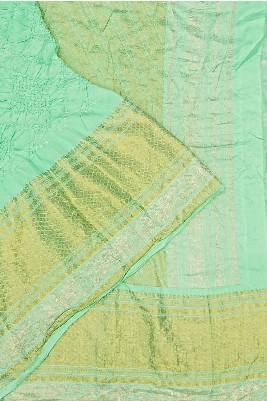 Kanchipuram Silk Bandhani Sea Green Saree