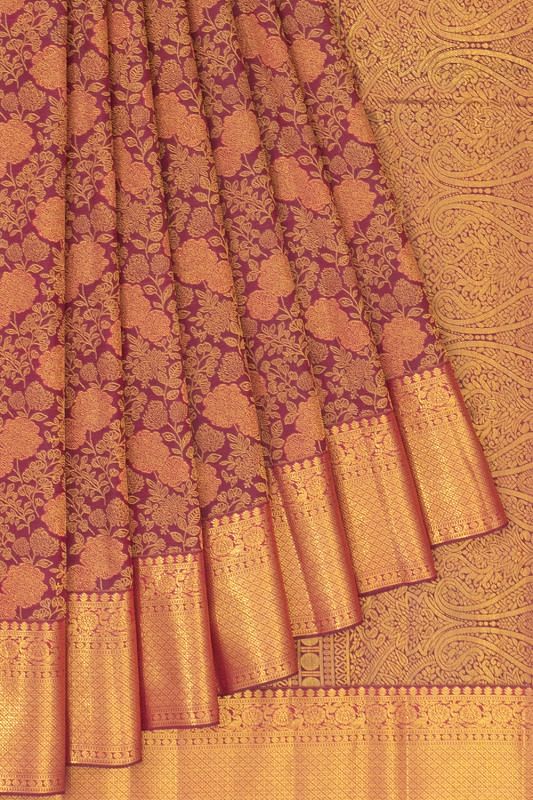 Kanchipuram Silk Brocade Purple Saree