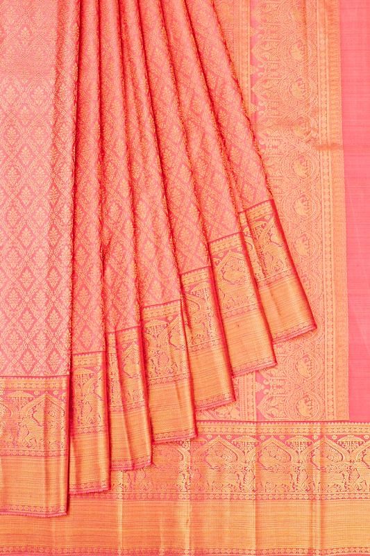 Kanchipuram Silk Brocade Pink Saree