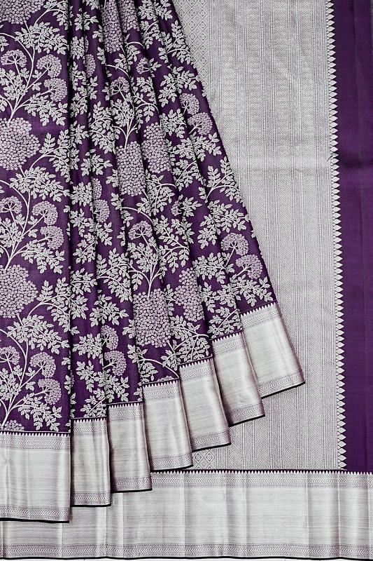 Kanchipuram Silk Brocade Violet Saree