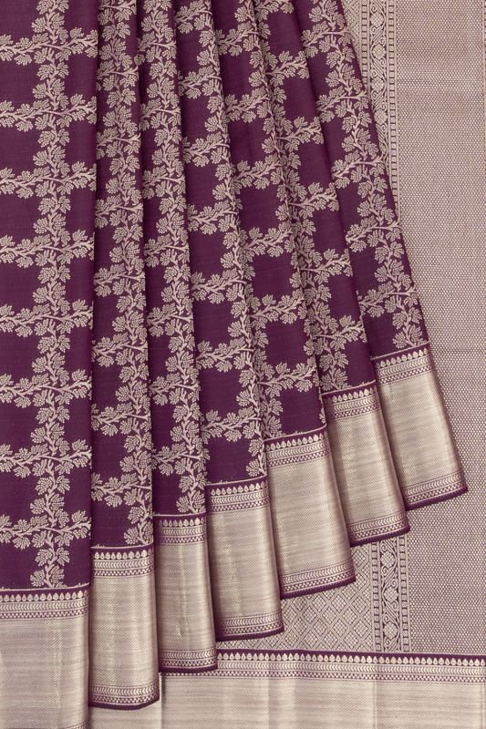 Kanchipuram Silk Checks Purple Saree