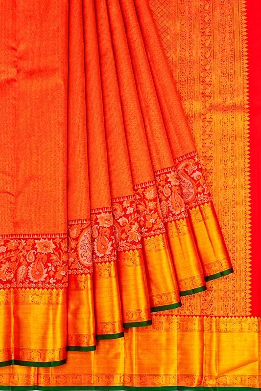 Kanchipuram Silk Brocade Red Saree