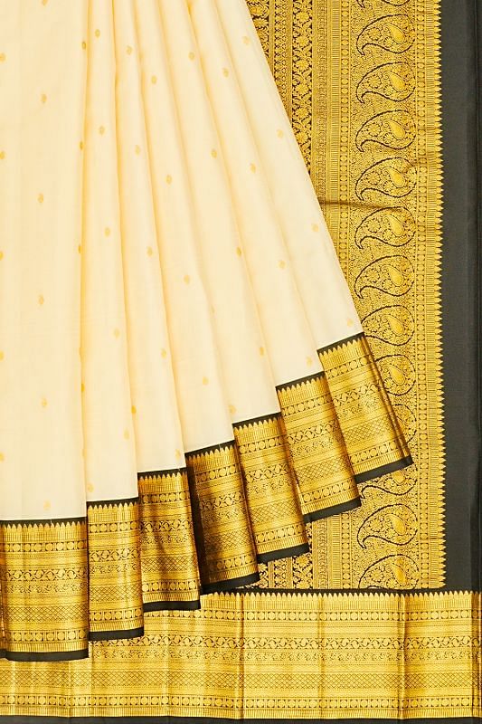 Kanchipuram Silk Butta Cream Saree