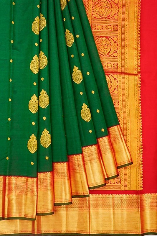 Kanchipuram Silk Butta Green Saree