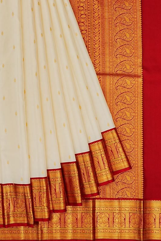 Kanchipuram Silk Butta Off White Saree