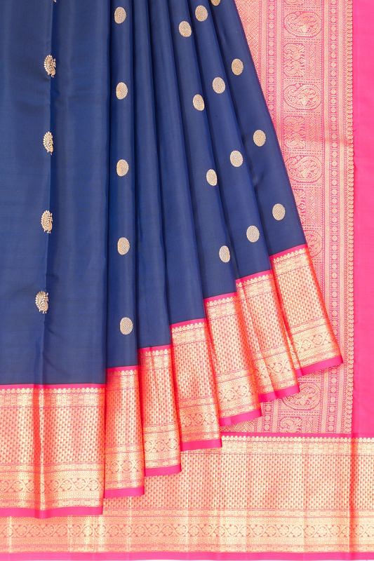 Kanchipuram Silk Butta Dark Blue Saree