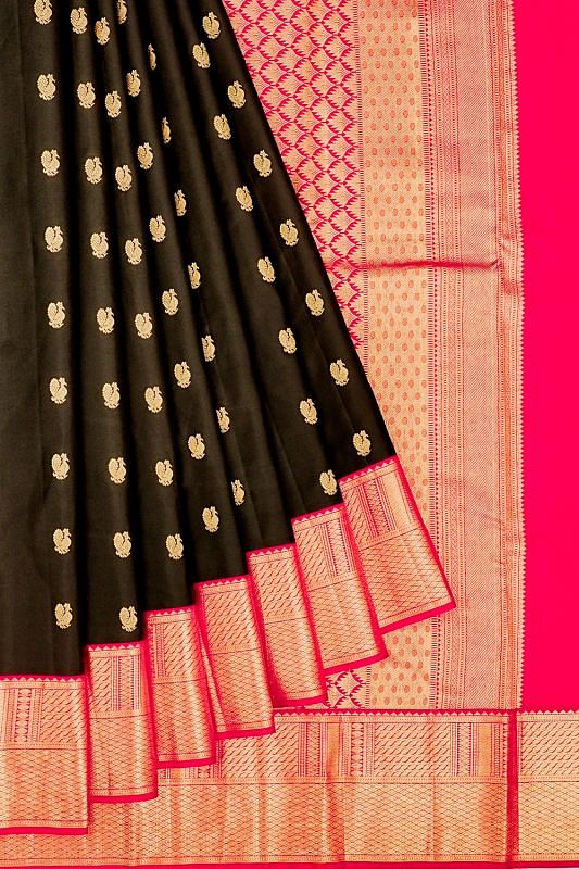 Kanchipuram Silk Butta Black Saree