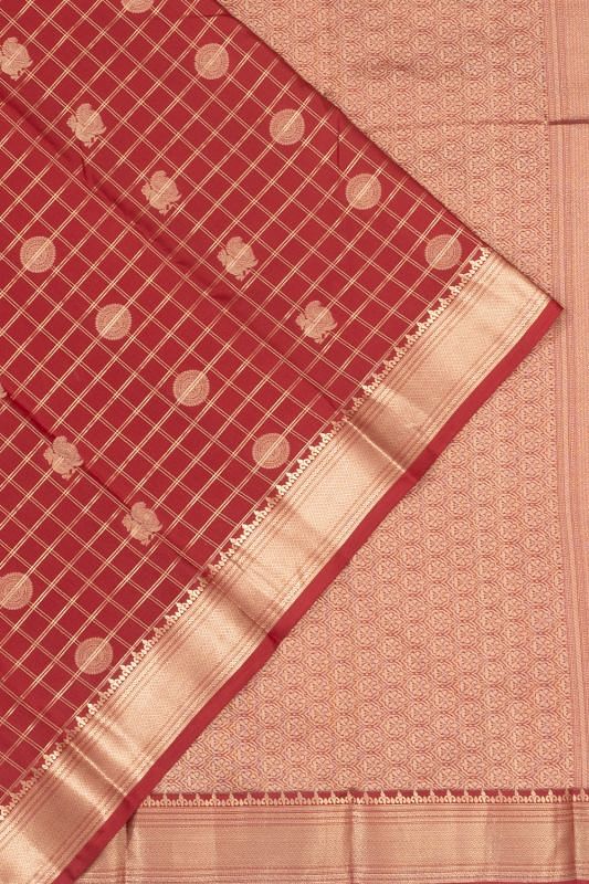 Taranga Kanchi Silk Checks And Butta Maroon Saree