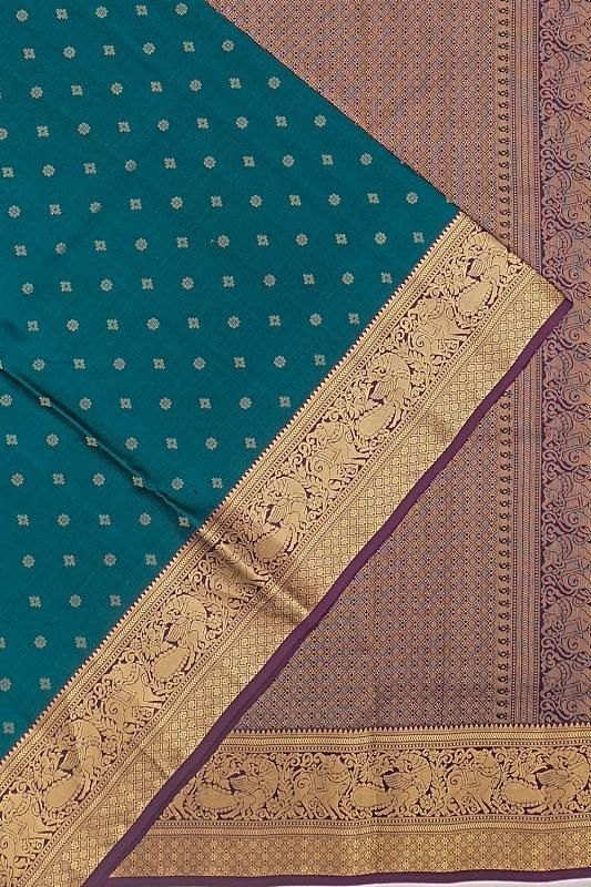 Coimbatore Soft Silk Butta Teal Blue Saree