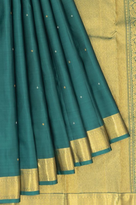 Kanchipuram Silk Butta Teal Green Saree