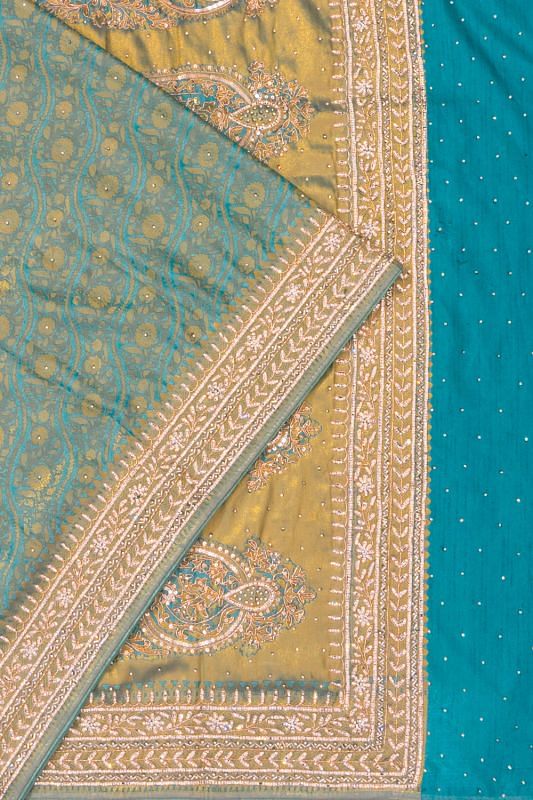 Banarasi Soft Silk Brocade Sky Blue Saree With Embroidery Border