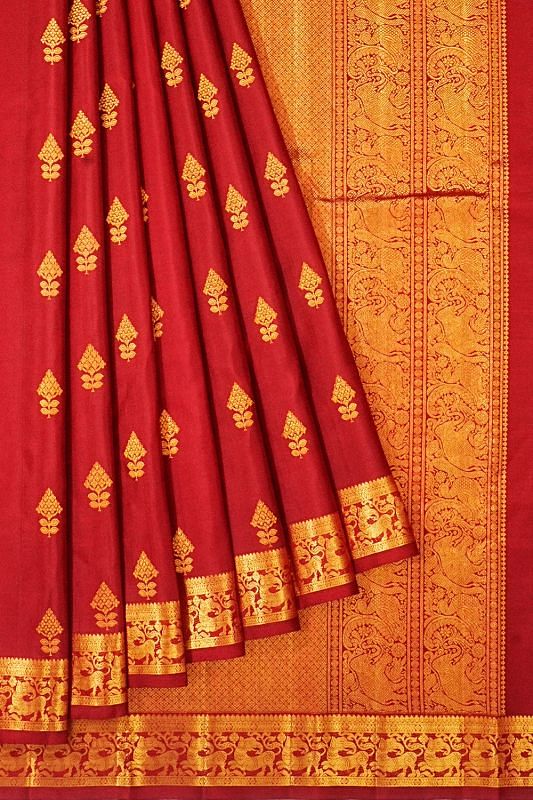 Kanchipuram Silk Butta Maroon Saree