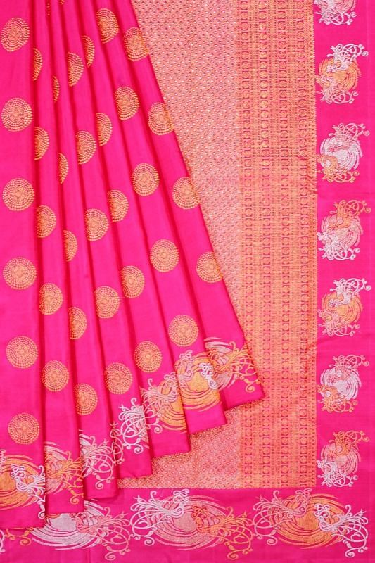 Kanchipuram Silk Butta Rani Pink Saree