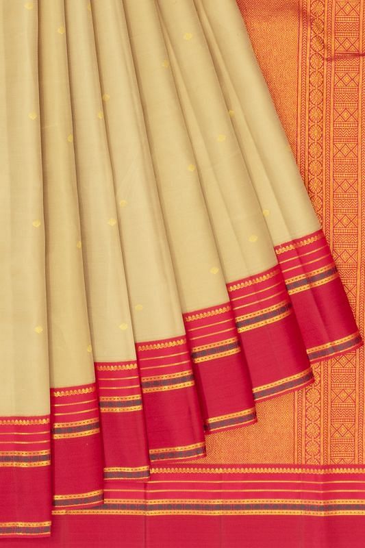 Kanchipuram Silk Butta Beige Saree