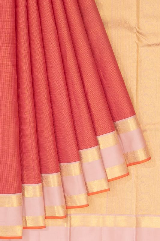 Classic Kanchipuram Silk Checks Pink Saree