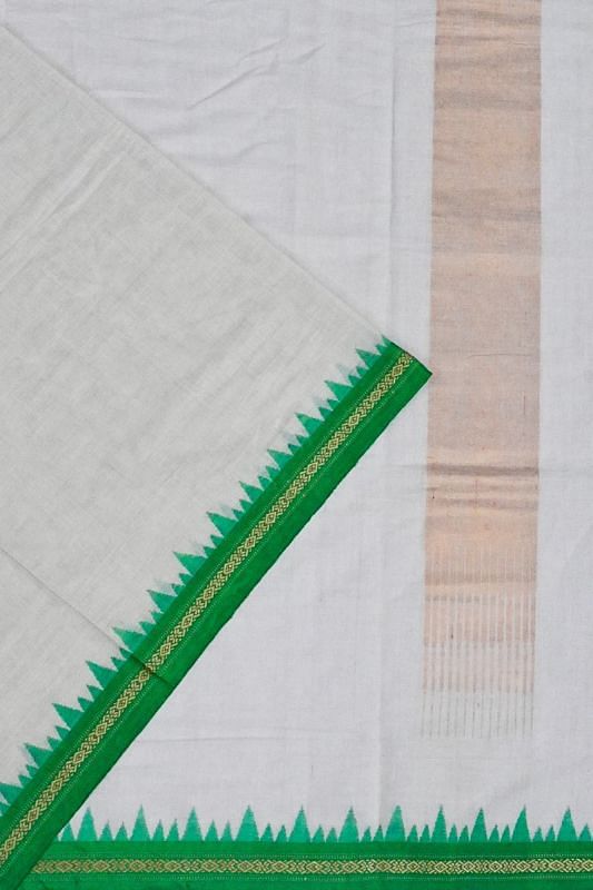 Ponduru Handspun Cotton Plain White Saree