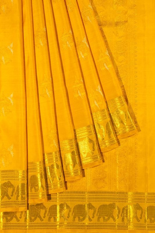 Kanchipuram Silk Butta Yellow Saree