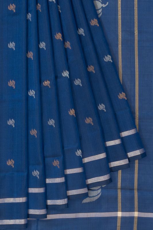 Uppada Silk Butta Dark Blue Saree