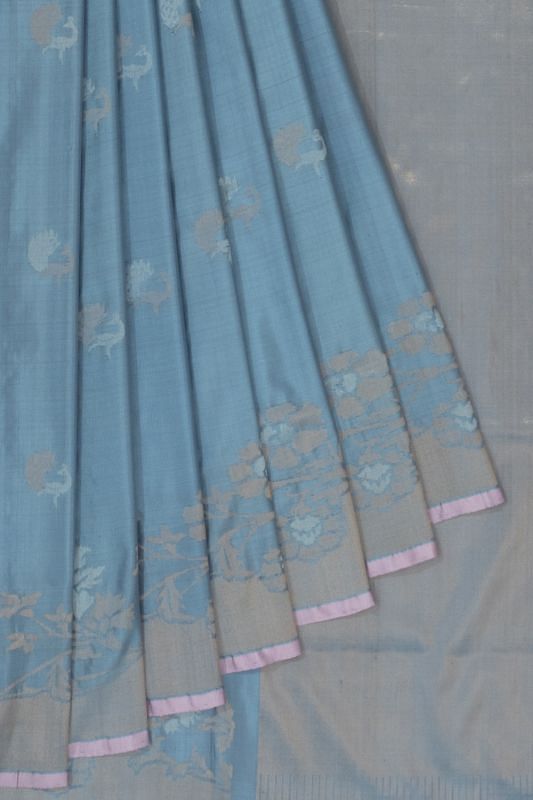 Uppada Silk Jamdani Butta Powder Blue Saree