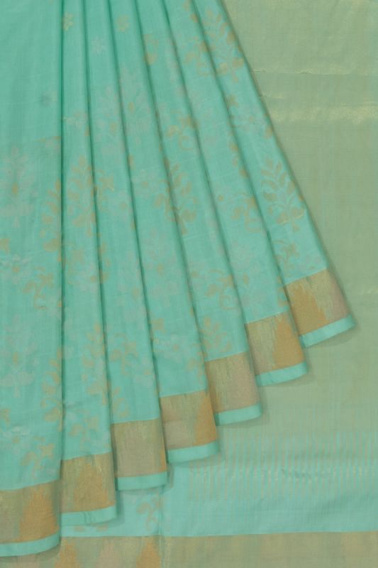 Uppada Silk Jamdani Butta Sea Green Saree