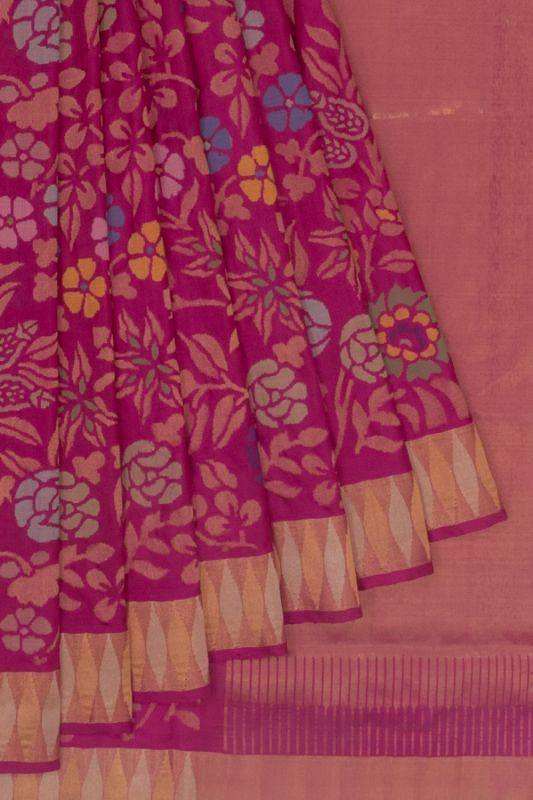 Uppada Silk Jamdani Jaal Pink Saree