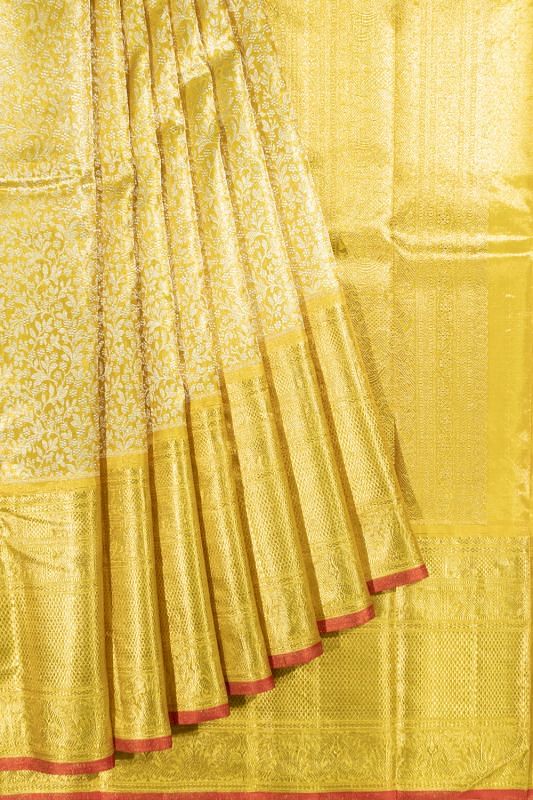 Kanchipuram Silk Tissue Brocade Gold Saree