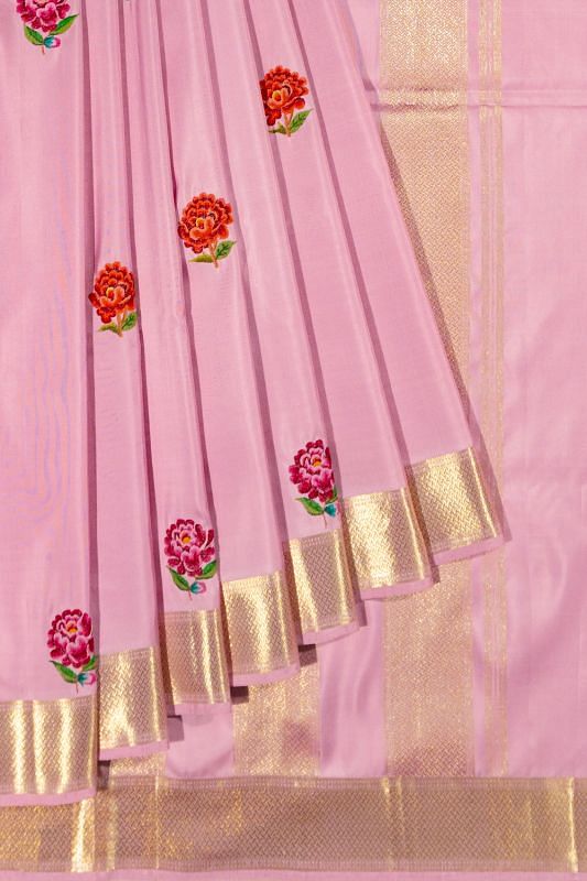 Petit Point X Kanchipuram Silk Butta Pink Saree