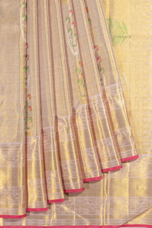 Kanchipuram Silk Tissue Butta Lilac Saree