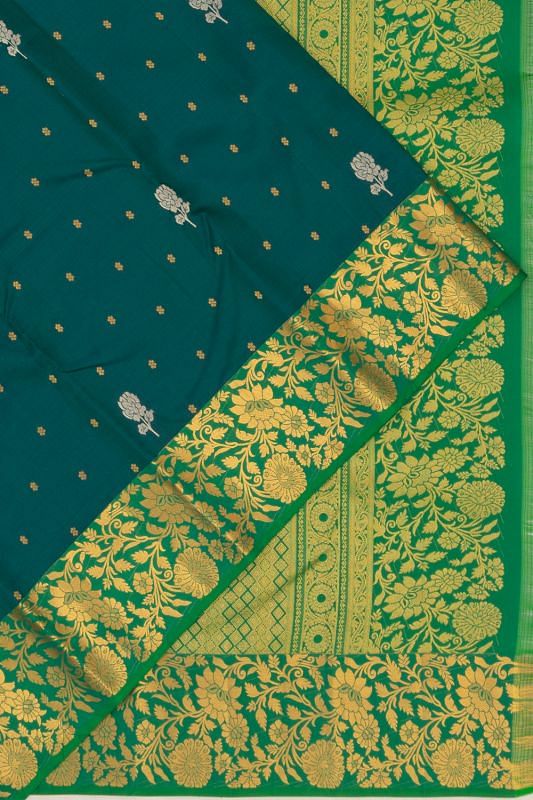 Taranga Kanchi Silk Butta Dual Tone Green And Blue Saree