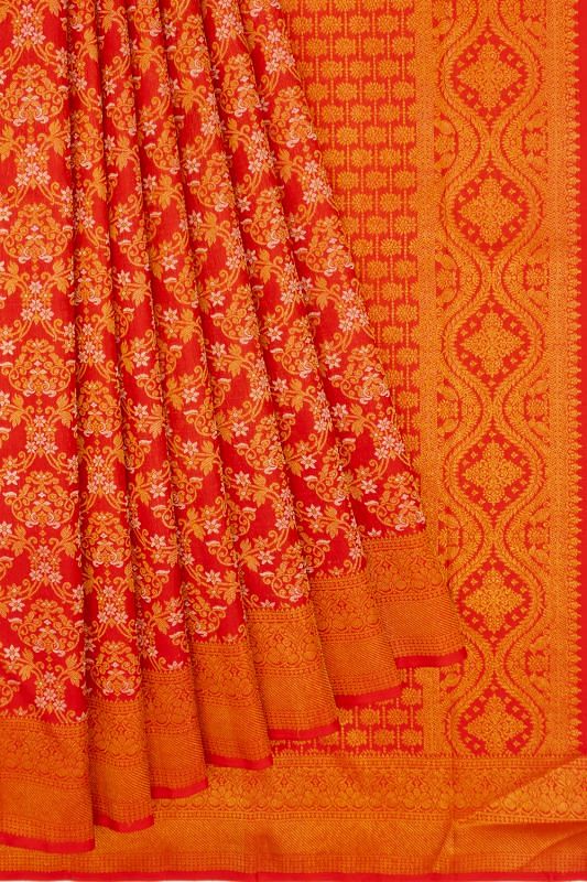 Kanchipuram Silk Brocade Red Saree