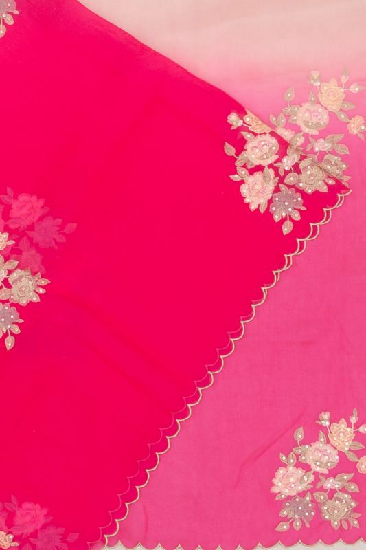 Organza Butta Dual Tone Half And Half Pink Saree