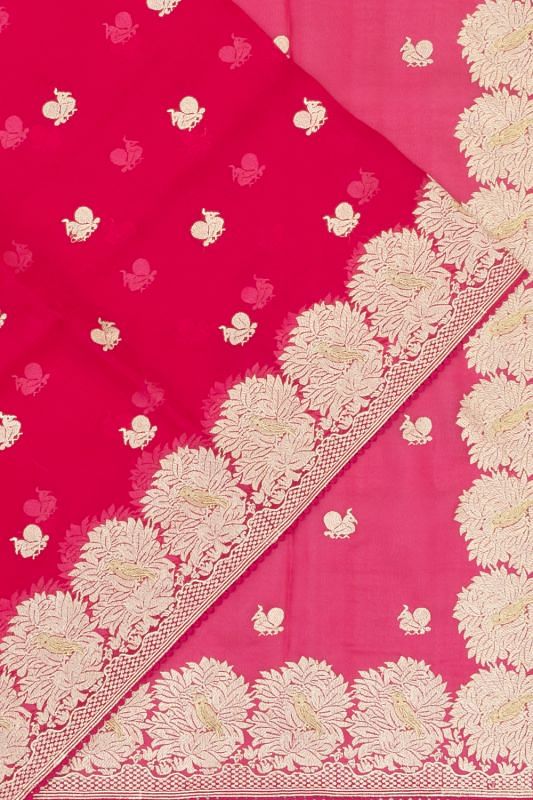 Organza Embroidery Butta Pink Saree