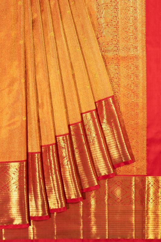 Kanchipuram Silk Tissue Brocade And Butta Red Saree