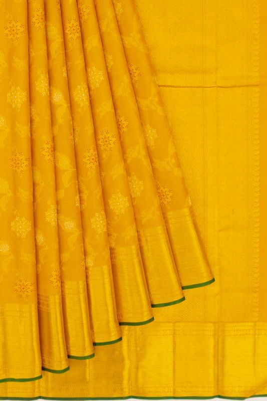 Kanchipuram Silk Jaal Yellow Saree