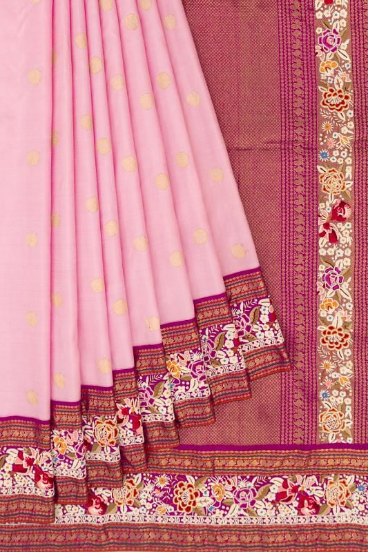 French Knot X Kanchipuram Silk Butta Baby Pink Saree