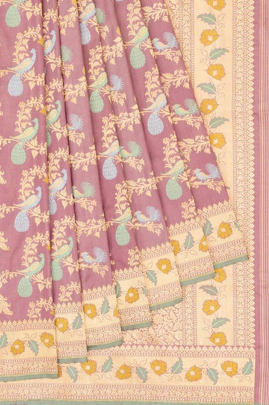 Banarasi Silk Jaal Lilac Saree