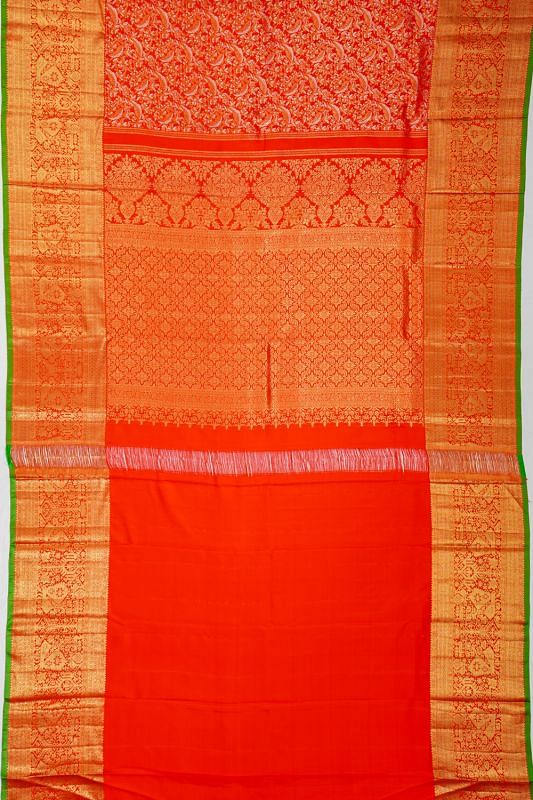 Kanchipuram Silk Brocade Red Saree | Kankatala