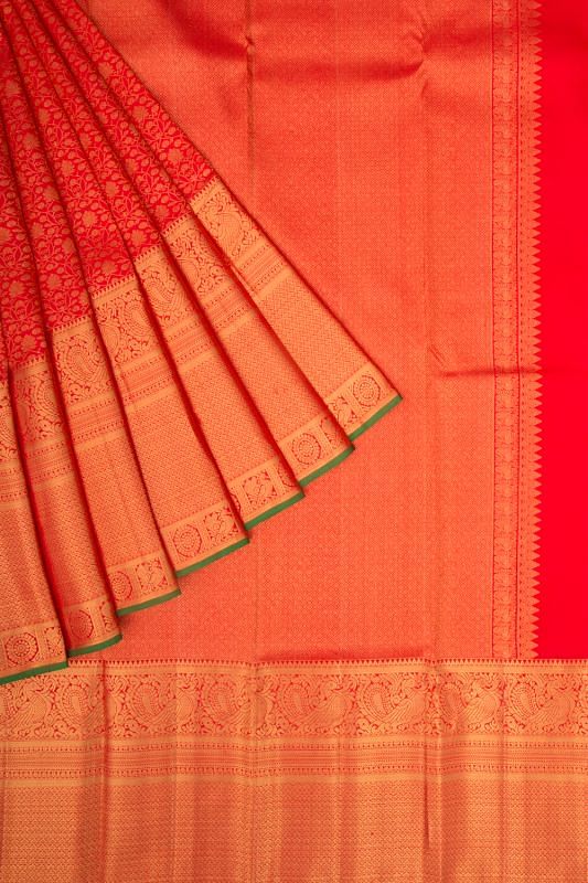 Kanchipuram Silk Jaal Red Saree