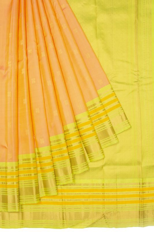 Gadwal Silk Butta Dual Tone Pink And Orange Saree