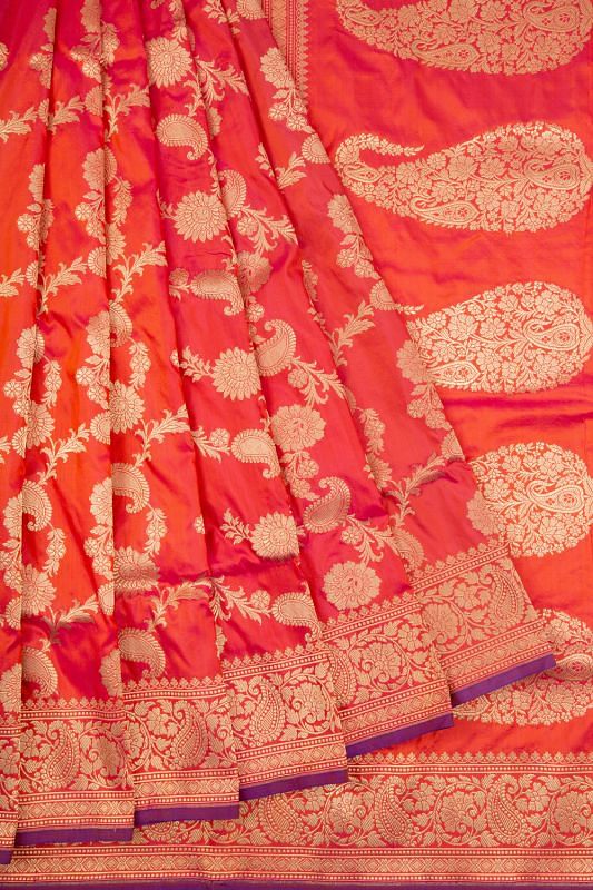 Banarasi Silk Kadwa Jaal Red Saree