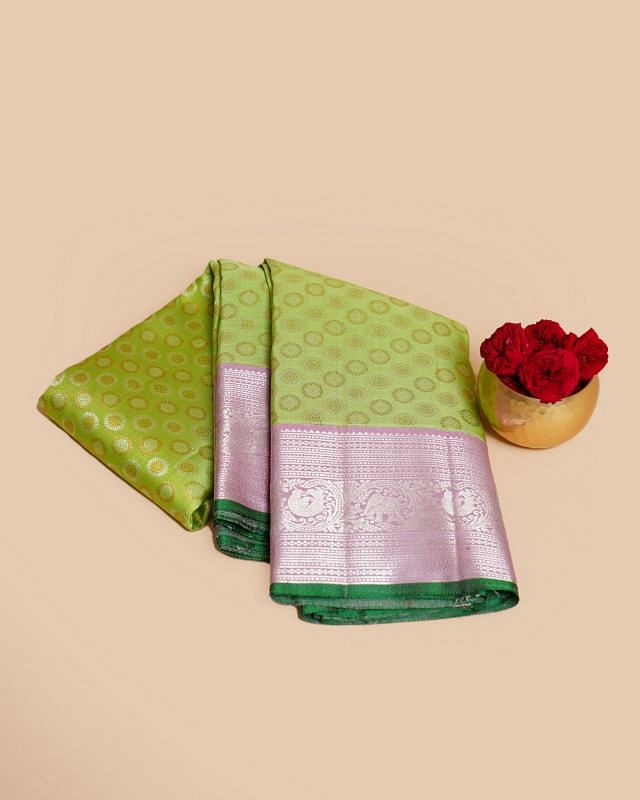 Kanchipuram Silk Brocade Green Saree