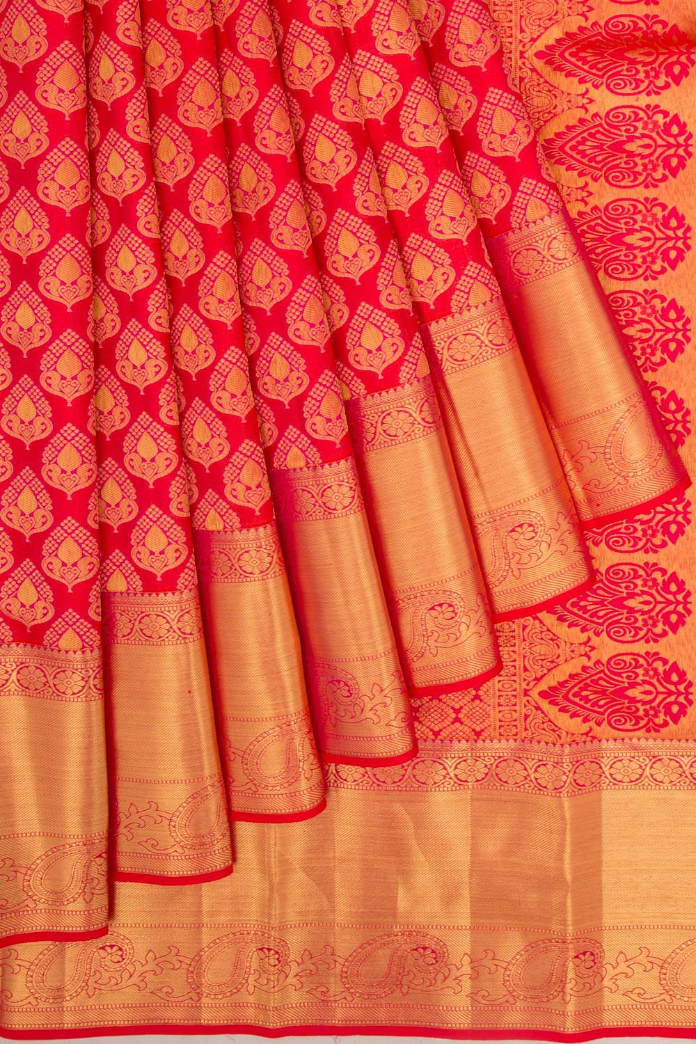 Yellow and Red Kanchi pattu saree