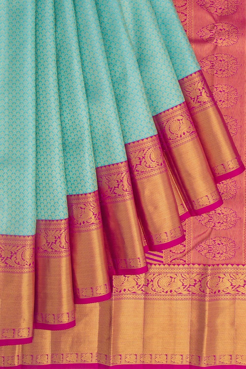 Kanchipuram Silk Brocade Sky Blue Saree | Kankatala