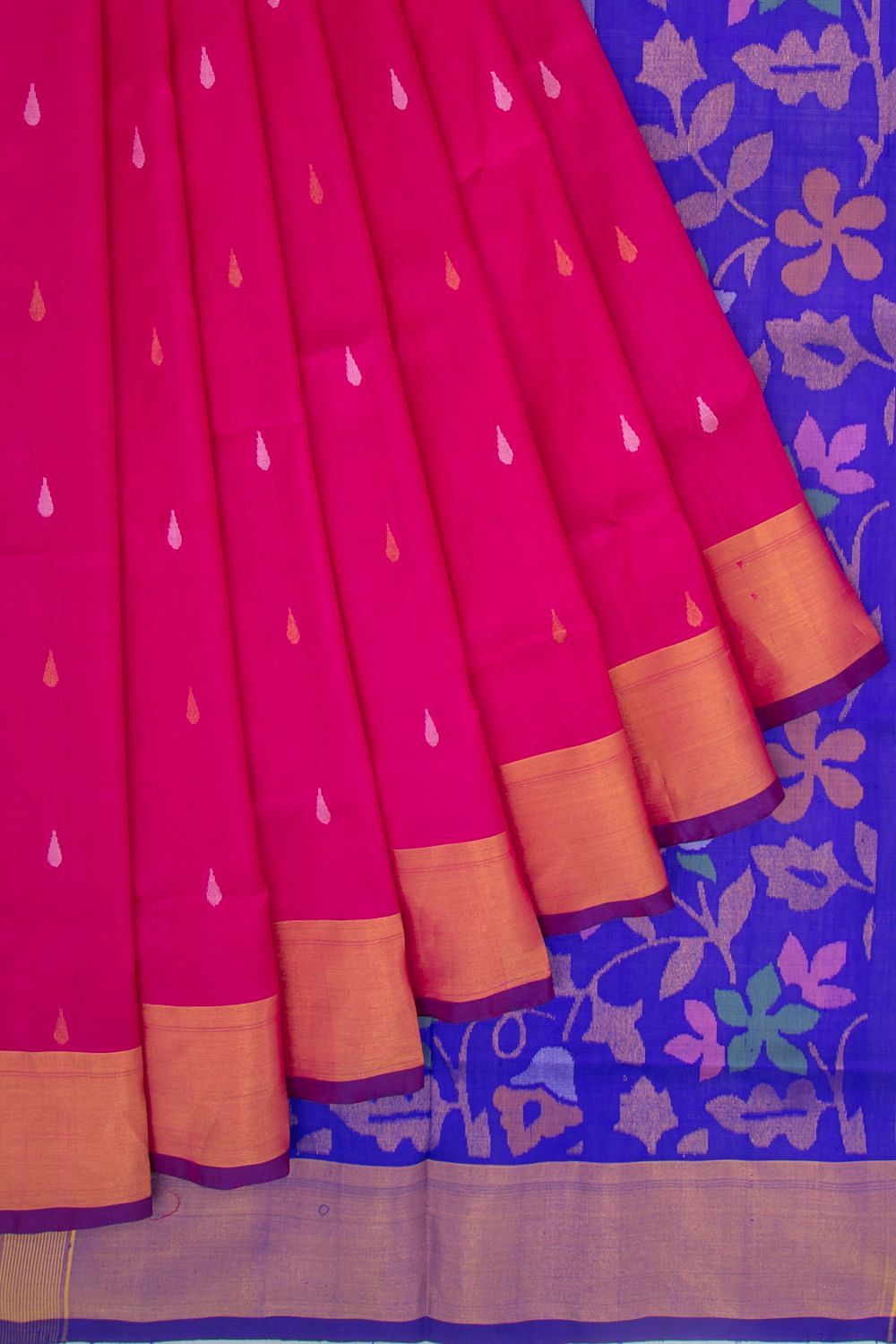 Uppada Blue Color Butta design Silk saree – Devi Handlooms