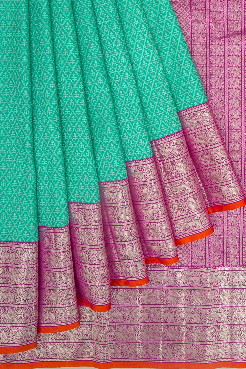 Sea Green Festive Wear Woven Banarasi Silk Paithani Saree With Tassels