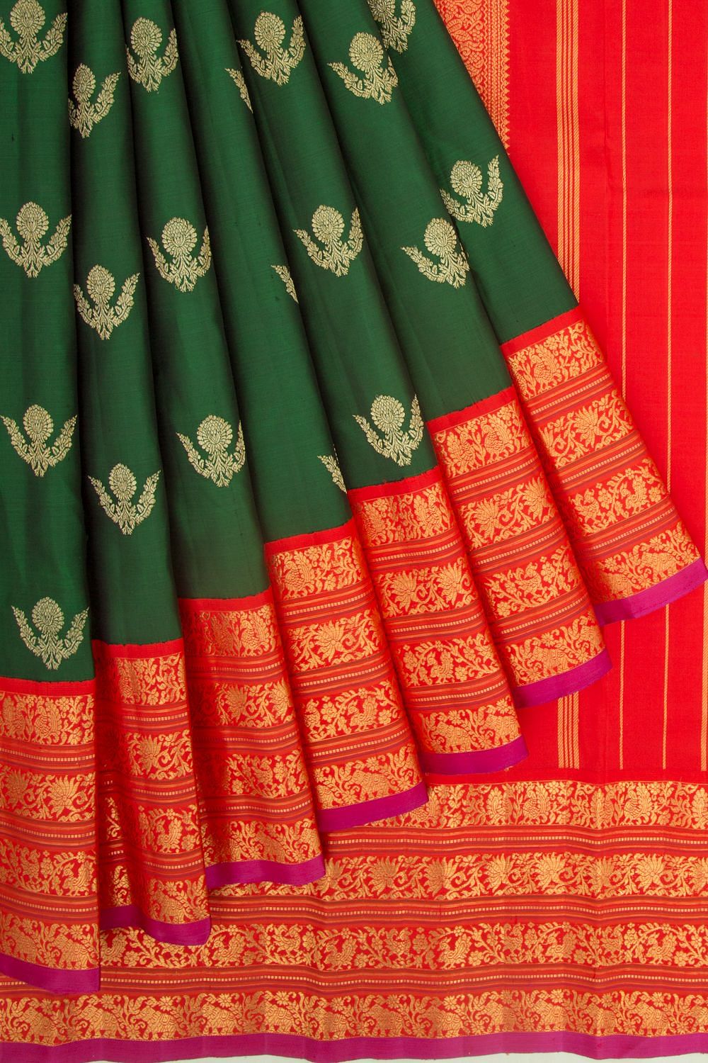 Kanchipuram Silk Butta Green Saree | Kankatala
