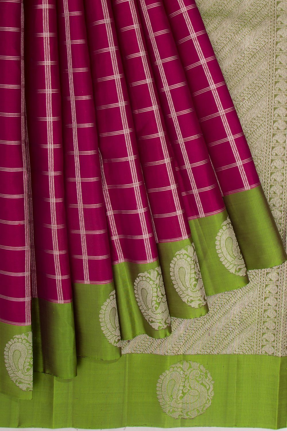 Buy Pista Green & Dark Purple - Kanchipuram Silks online | Sarees from  ShrusEternity