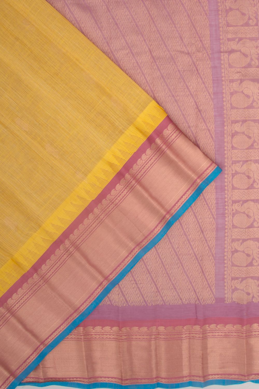 Gadwal Cotton And Silk Butta Yellow Saree | Kankatala